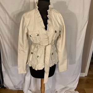 Dollhouse culture ruffled faux leather jacket L